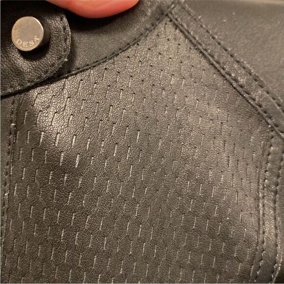 Desa Collection Black perforated Leather Women's Jacket, S - Picture 2 of 13